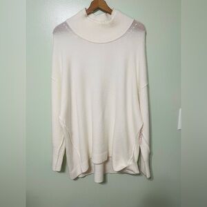 Free People Cream Cowl Neck Sweater size M oversized long sleeve